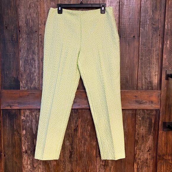 Paperwhite 8 Fluorescent Green Diamond Textured Design Skinny Cigarette Pants - Picture 2 of 10